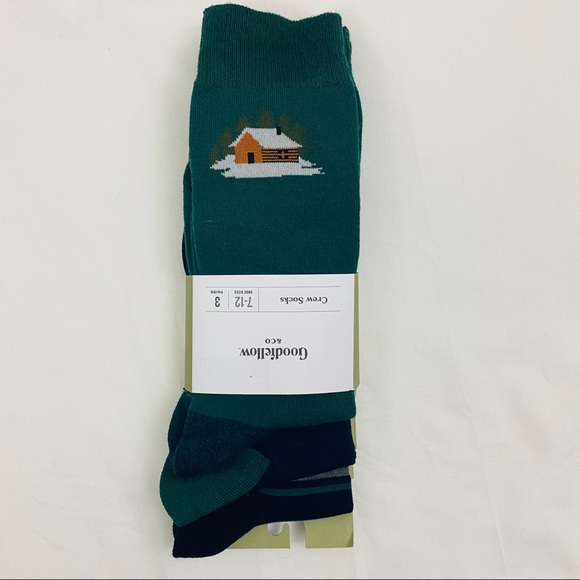 3 Pk Cabin with Snow Crew Socks Casual Goodfellow - Picture 3 of 7